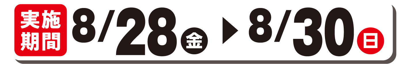 実施期間8/28(金)～8/30(日)